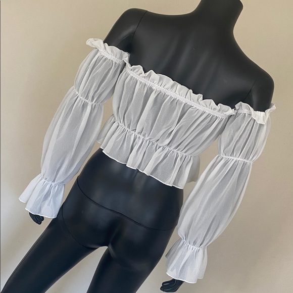 White Romantic Ruffled Blouse - Picture 8 of 10